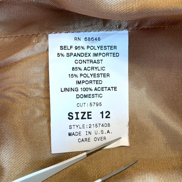 ABS by Allen Schwartz Jacket 12 Faux Fur Trim Tan Camel Fully Lined EUC - Picture 7 of 8